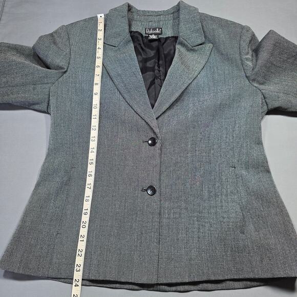 Rafaella Gray Suit Jacket Stretch Preppy Houndstooth Long Sleeve Button Women 12 - Picture 8 of 11